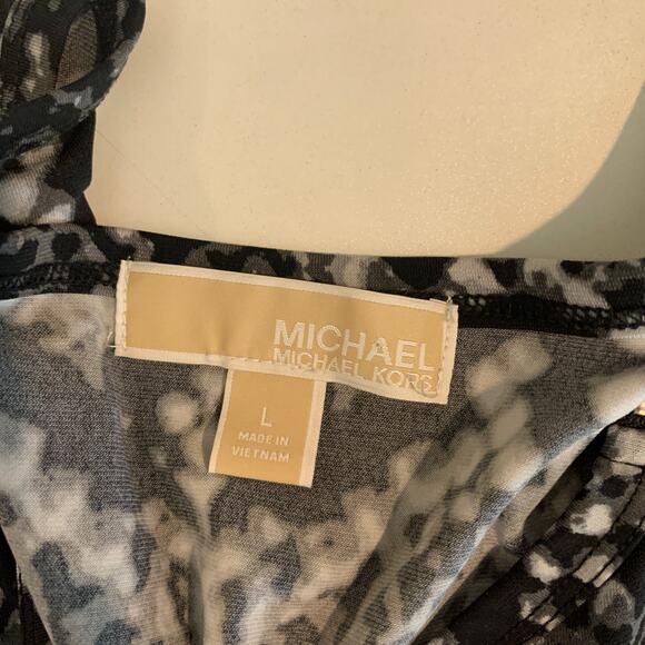 Michael Kors Dress Womens L Large Black Grey Snakeskin Print Long Sleeve Shift - Picture 10 of 12